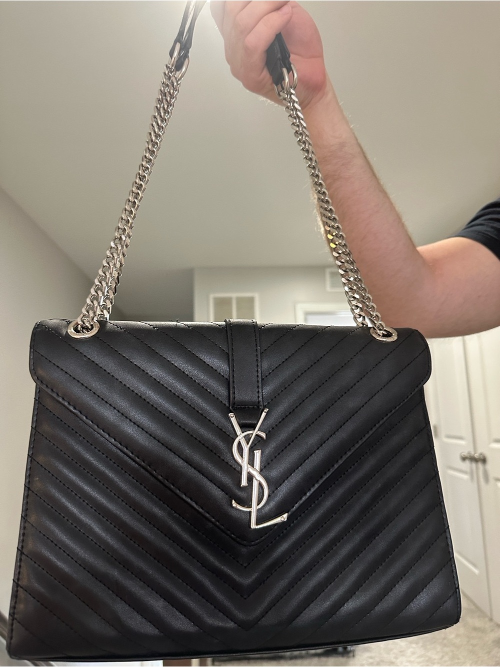 Black Chevron Quilted Shoulder Bag